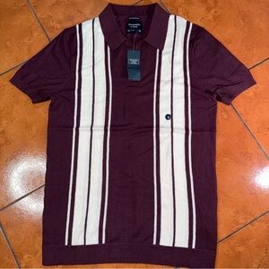 Abercrombie & Fitch Maroon and White Polo Shirt